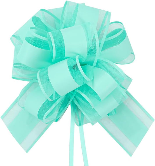 6 PCS Large Pull Bows,Pull Bows for Gifts,6 Inches,Pertain for Wrapping Boxes or Flower Decorations, Valentine'S Day Gift Decorations,Christmas Party Birthday Gift Decoration Bow(Blue-Green)