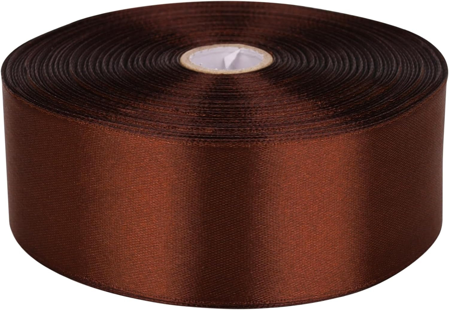 1-1/2 Inch Brown Satin Ribbon 50 Yards Solid Fabric Ribbons Roll for Wedding Invitations, Bridal Bouquets, Sewing, Party Decorations, Gift Wrapping and More