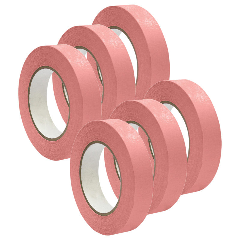 Premium Grade Masking Tape, 1" x 55 yds, Pink, 6 Rolls
