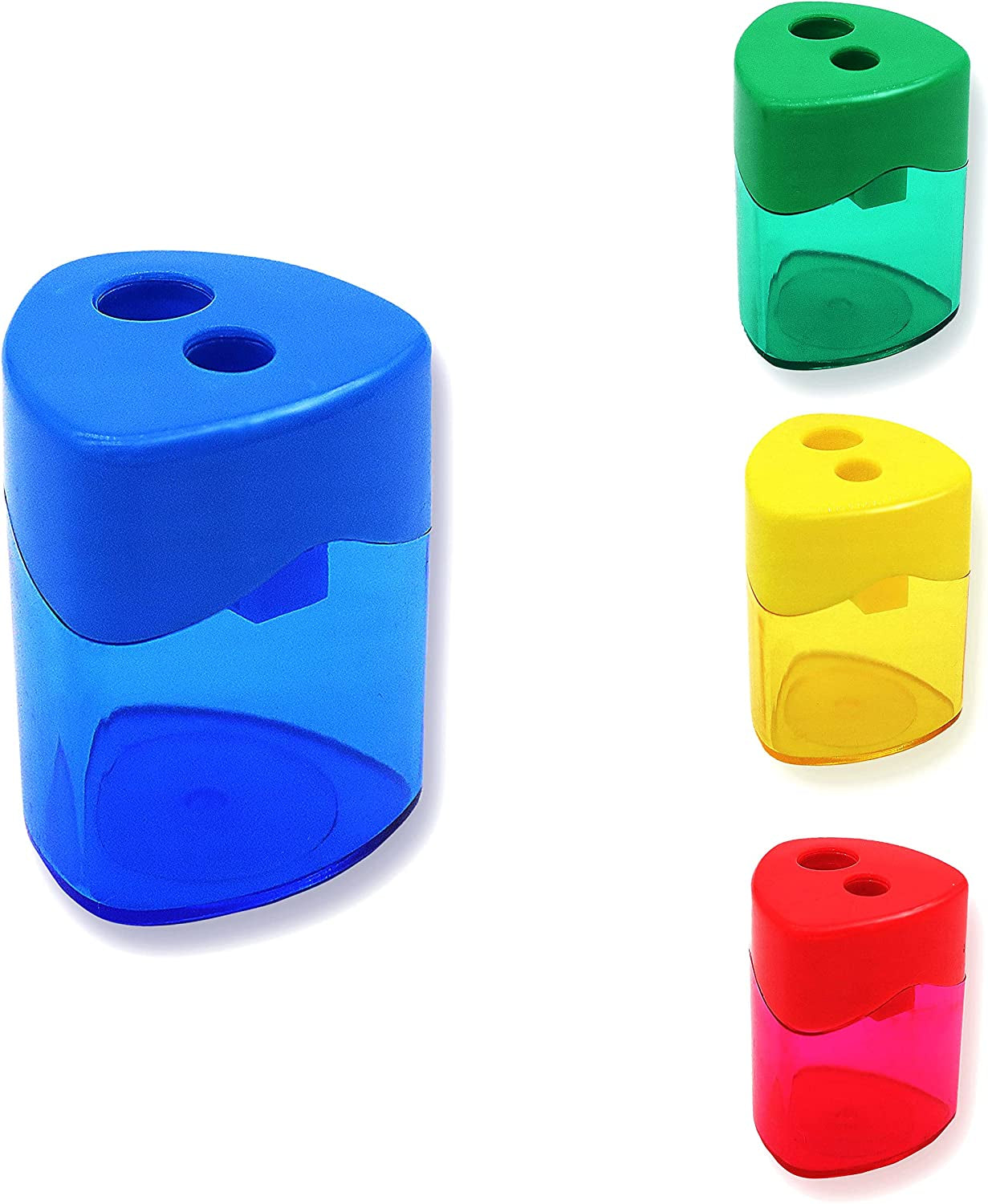 Pencil Sharpeners, 4 Pcs Pencil Sharpeners Manual,Dual Holes Compact Colored Handheld Pencil Sharpener for Kids with Lid Adults Students School Class Home Office (Covered)