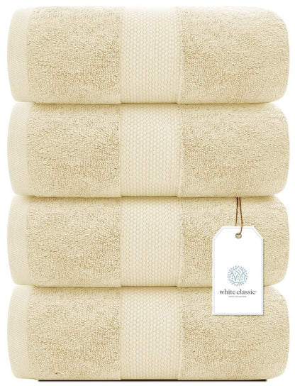 Luxury Bath Towels Large   Cotton Hotel spa Bathroom Towel 30x56  4 Pack  Beige