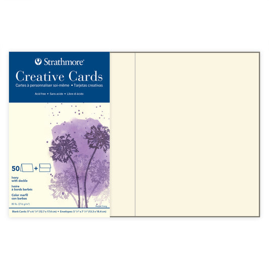 Creative Cards & Envelopes, Ivory with Deckle Edge, Full Size, 5x6.875 inch, Pack of 50