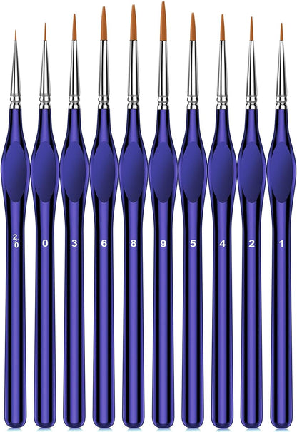 10Pcs Micro Paint Brushes Set with Triangular Handles - for Acrylic, Watercolor, Crafts, Models