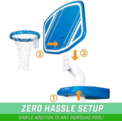 Splash Hoop Swimming Pool Basketball Game, Includes Poolside Water Basketball Hoop, 2 Balls and Pump – Choose Your Style