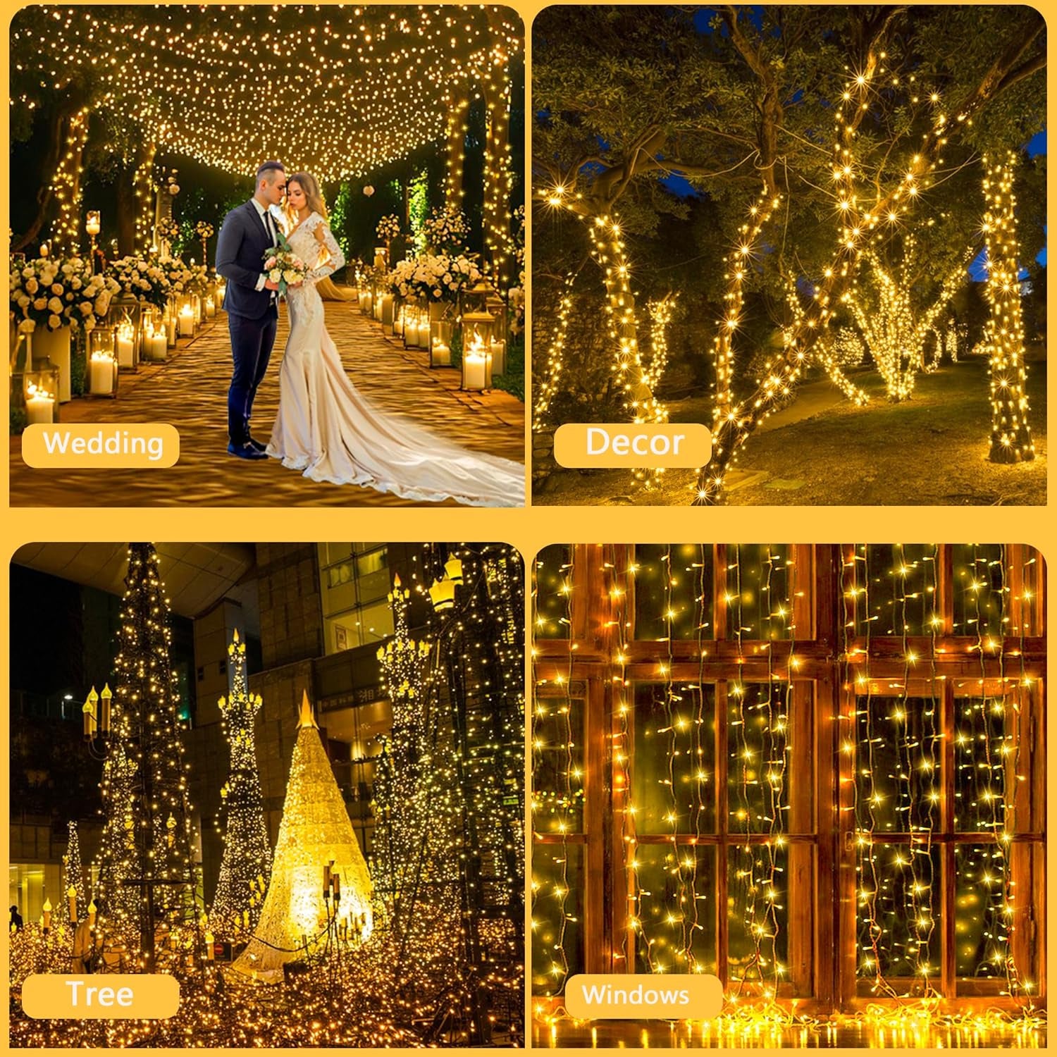 Christmas Lights Outdoor Indoor, 100FT 300LED 8 Modes Connectable Waterproof Warm White String Lights, Twinkle Fairy Lights for Room Bedroom Wedding Holiday Christmas Tree Decorations