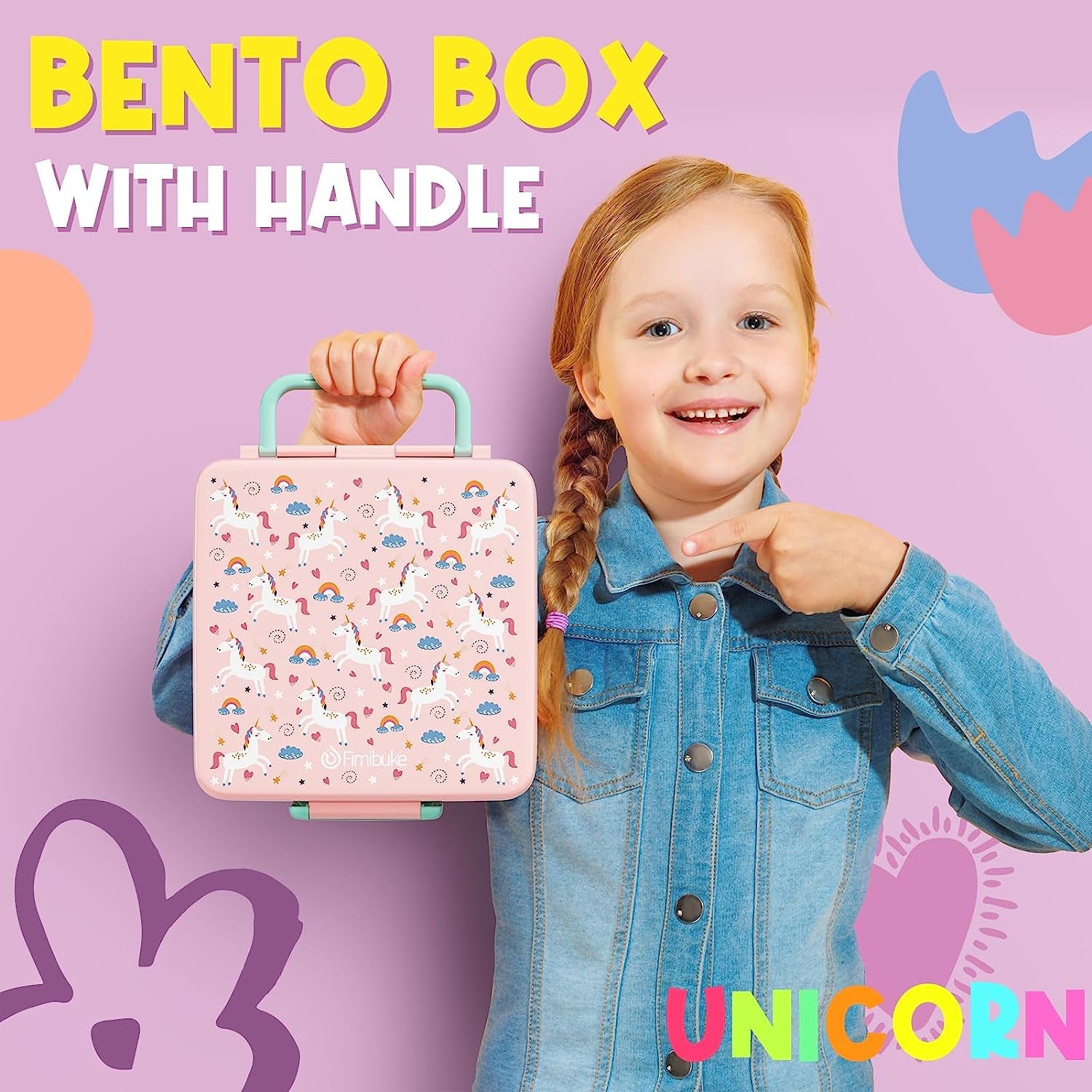 Bento Lunch Box for Kids - Leak Proof Toddler Bento Box with 4 Compartments BPA Free Dishwasher Safe Lunch Container with Utensils, Ideal Portion Sizes for Ages 3-12 Girls Boys for School