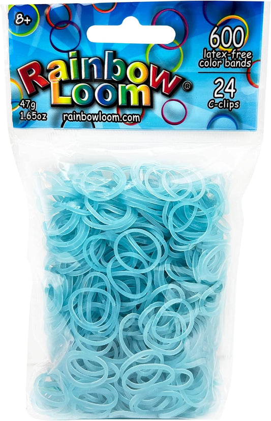 Glow Blue Rubber Bands with 24 C-Clips
