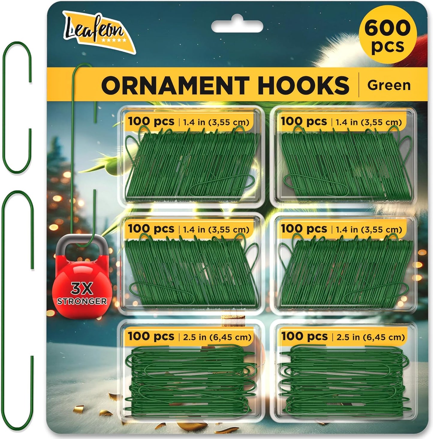 600 Pack Ornament Hooks – Holiday Ornament Hangers – Christmas Ornament Hooks for Christmas Decoration (Green)