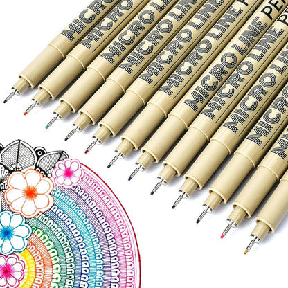 12 Colors 05 Micro Fineliner Drawing Art Pens, Waterproof Archival Ink Pens, 0.45Mm Multiliner Fine Liner Pens for Illustration Technical Sketching Manga Scrapbooking Journaling Zentangle