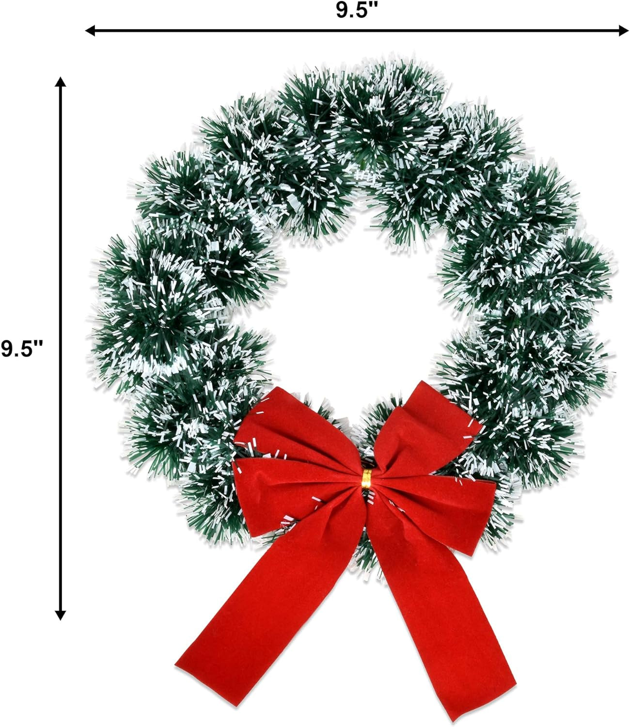 6 Christmas Wreath 9.5 with Red Velvet Bow Tinsel Wreaths Crafts for Door Kitchen Decor Pine Indoor Decorations Home Window Decoration Holiday Crafting