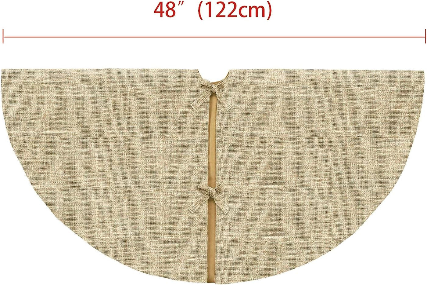 Christmas Tree Skirt, 48 Inches Large Burlap Double-Layer Plain Tree Skirts, Rustic Jute Tree Skirt for Xmas Holiday Home Decor, Fall Winter Farmhouse Brown Burlap Christmas Decorations Indoor