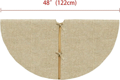 Christmas Tree Skirt, 48 Inches Large Burlap Double-Layer Plain Tree Skirts, Rustic Jute Tree Skirt for Xmas Holiday Home Decor, Fall Winter Farmhouse Brown Burlap Christmas Decorations Indoor