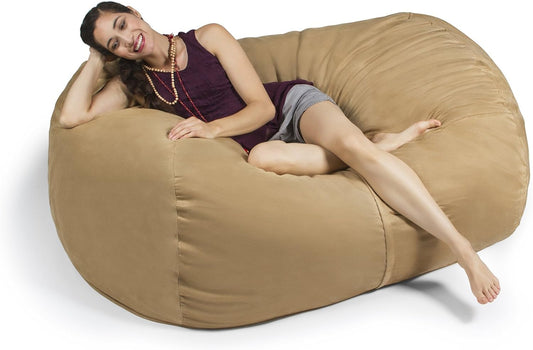 5.5 Foot Bean Bag Loveseat, Camel