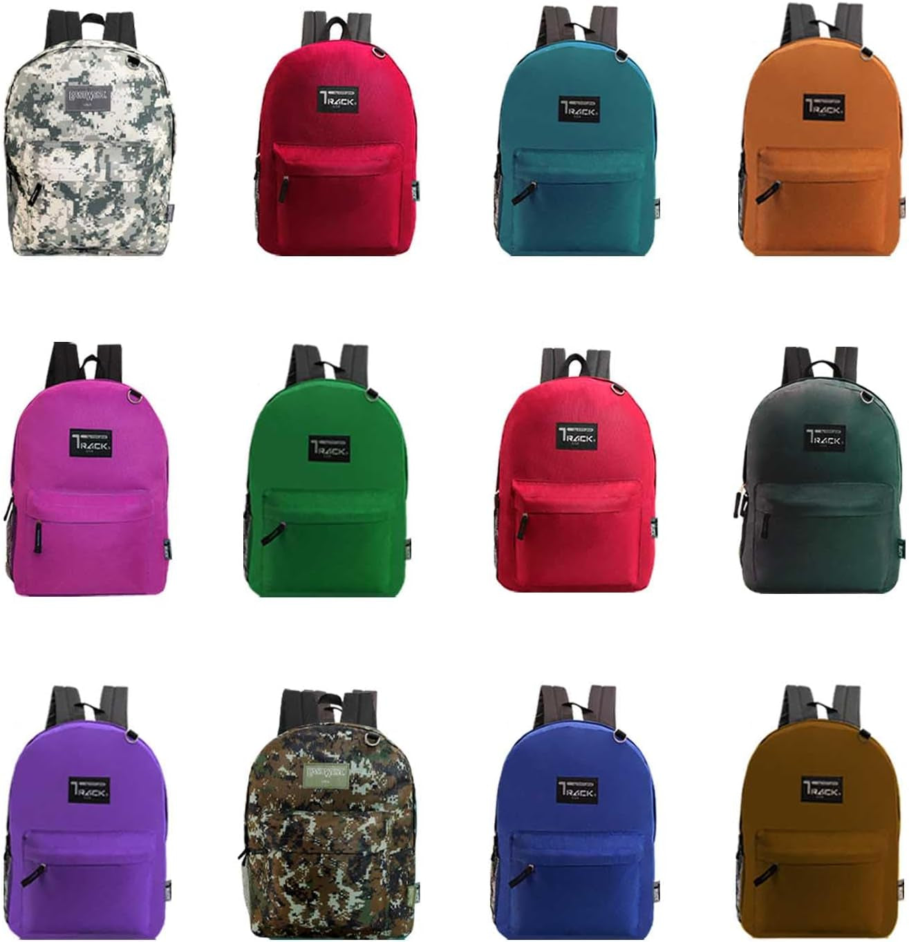 24 Pack 17 Inch Wholesale Bulk Backpack for Work School in Assorted Color Perfect for Donations and Giveaways