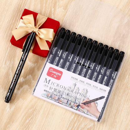 12 Size Black Micro-Pen Fineliner Ink Pens, Waterproof Archival Ink Fine Point Micro Drawing Pens for Art Watercolor, Sketching, Multiliner, Anime