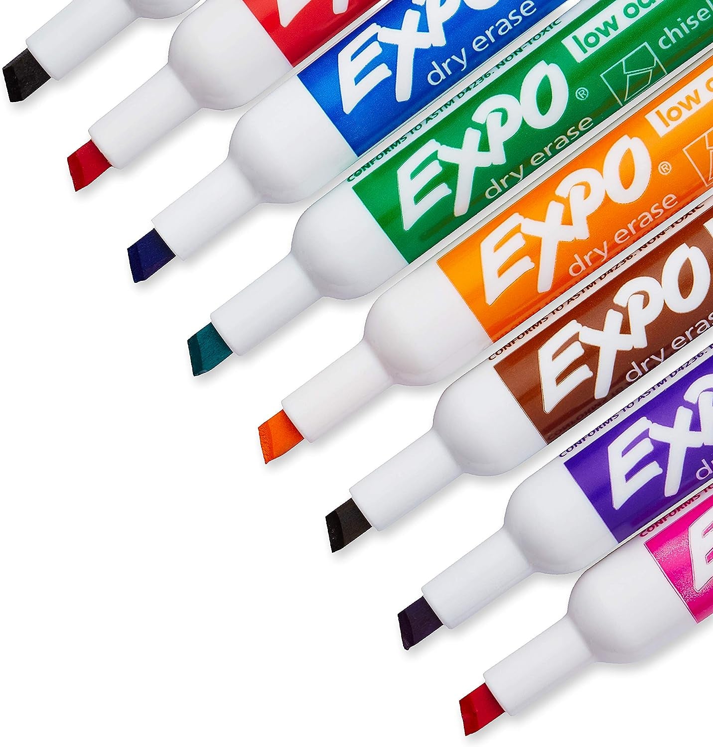 Low-Odor Dry Erase Markers, Chisel Tip, Assorted Colors, 36 Count