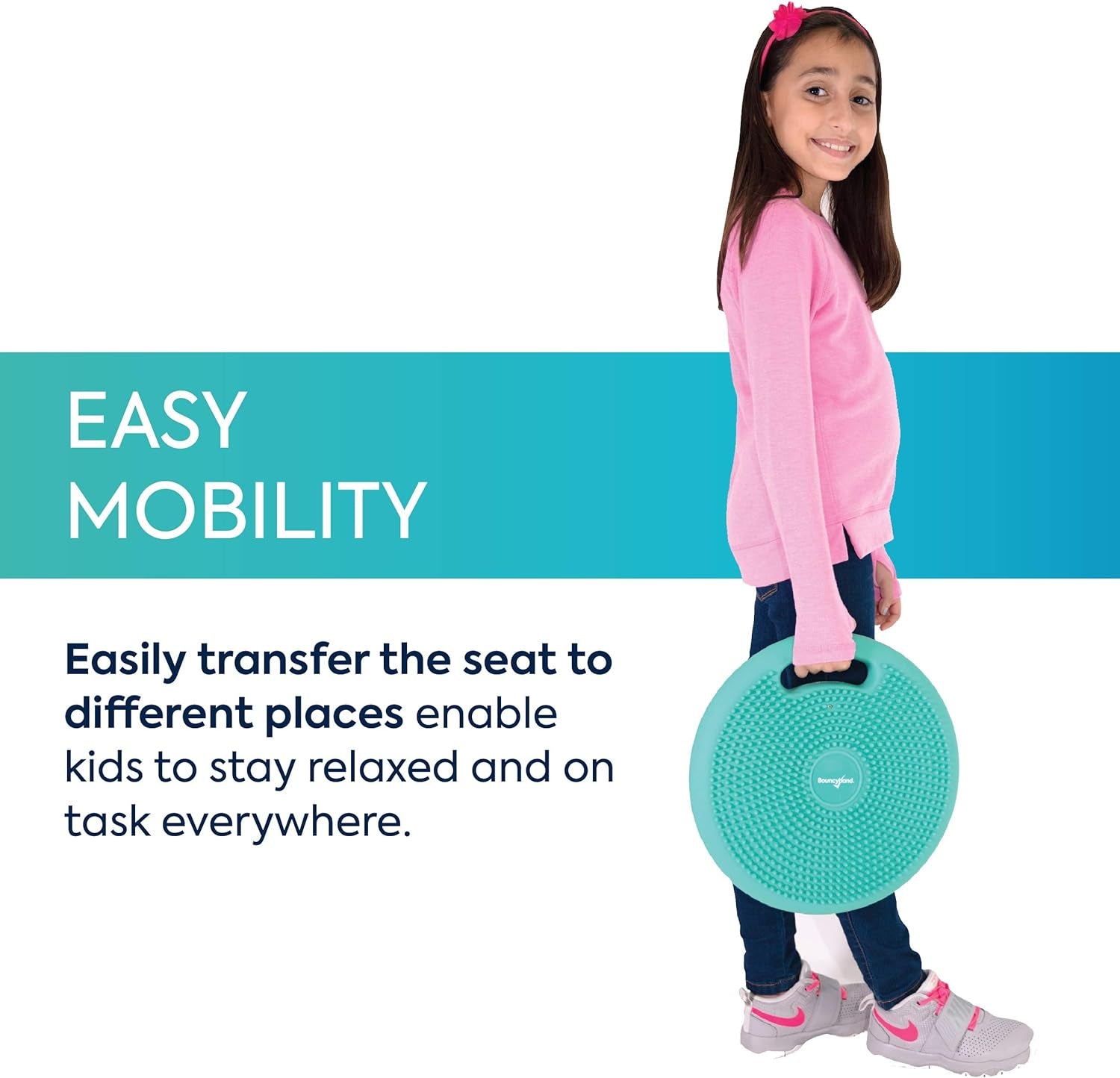 Bouncyband Portable Wiggle Seat Sensory Cushion Improves Kids’ Focus in School & Home (Green)