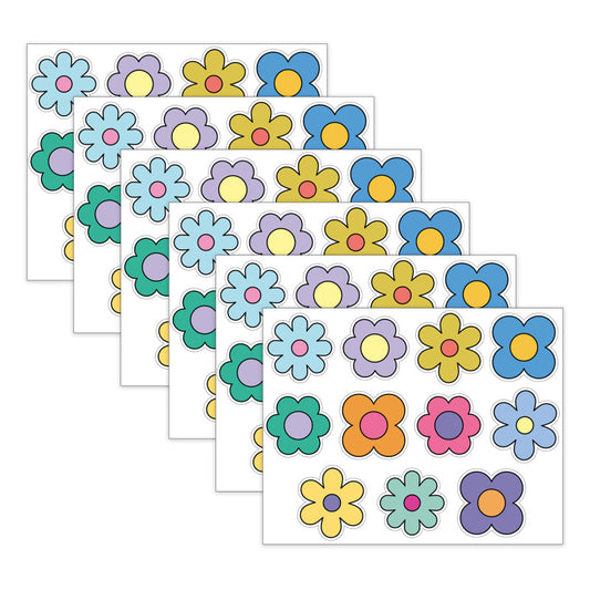 Happily Ever Elementary Retro Remix Flowers Cutouts, 36 Per Pack, 6 Packs