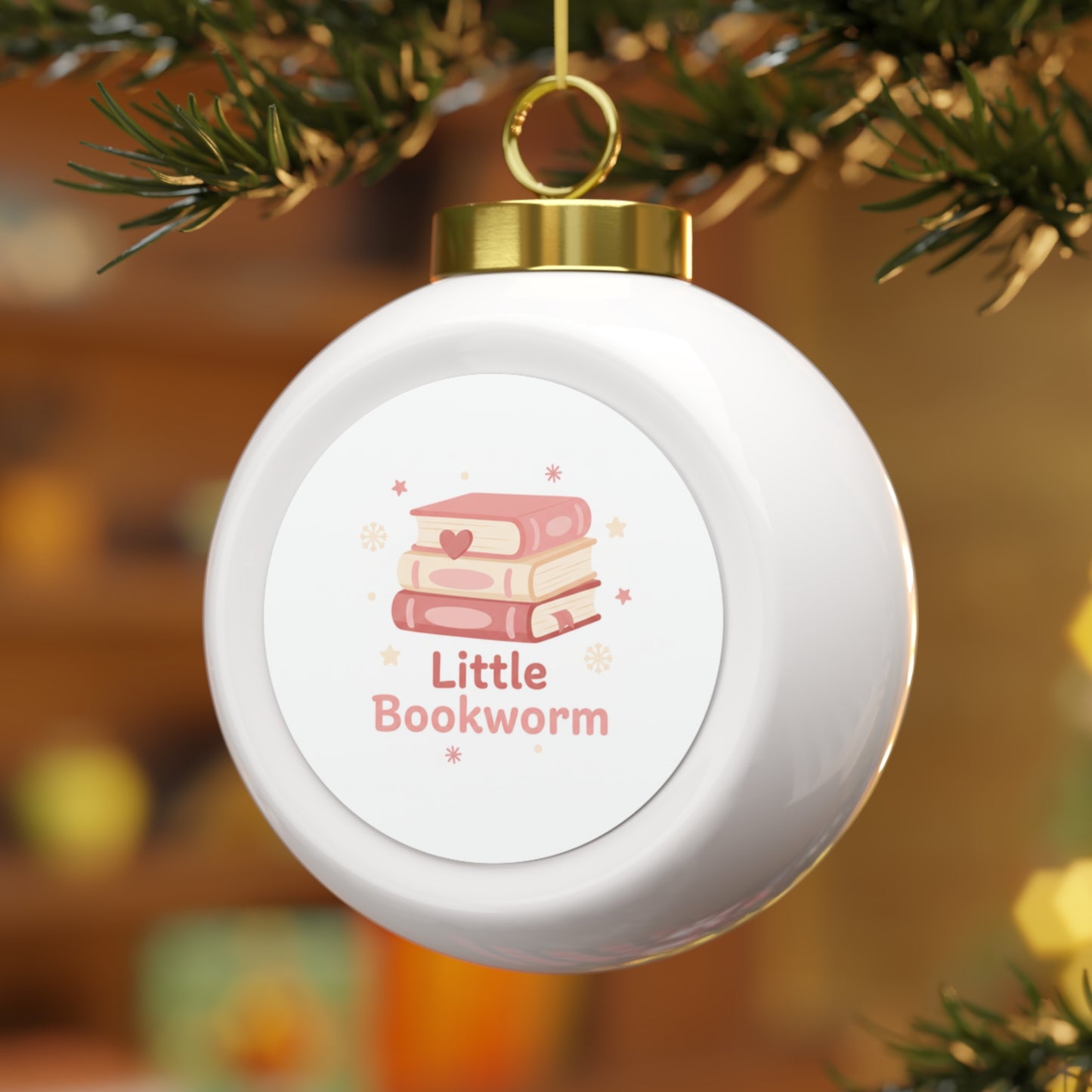 Ceramic Christmas Ball Ornament - Little Bookworm