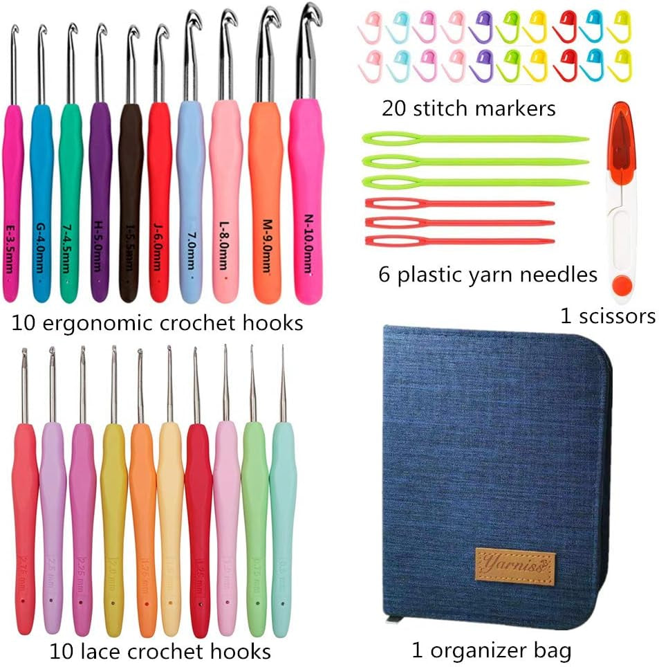 20 Sizes Crochet Hooks Complete Set,0.5Mm-10Mm Ergonomic Crochet Hooks with Case for Arthritic Hands