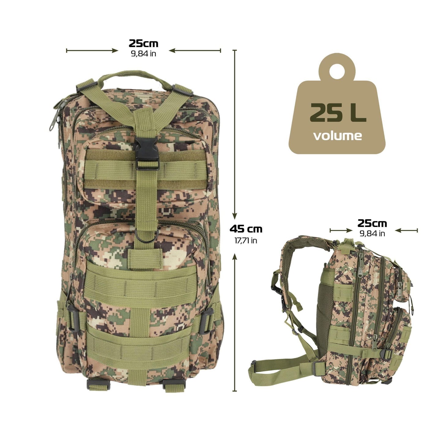 Military Tactical Backpacks Molle System (Woodland)