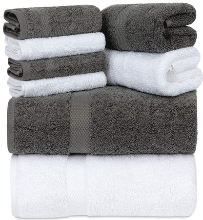 Luxury Grey White Bath Towel Set   Combed Cotton Hotel Quality Absorbent 8