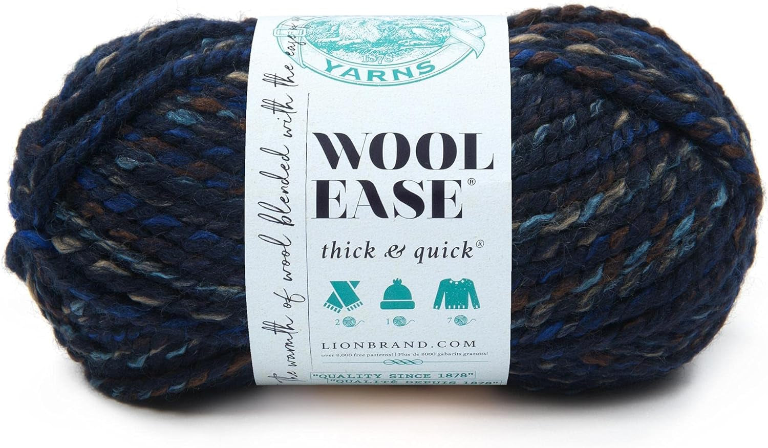 Wool-Ease Thick & Quick Yarn, Soft and Bulky Yarn for Knitting, Crocheting, and Crafting, 1 Skein, Fossil