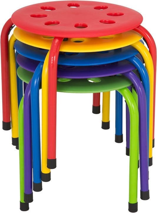 Daycare Stacking Stools for Kids, 12" Children'S Portable Nesting Office and Classroom Stools, Assorted Color, Pack of 5