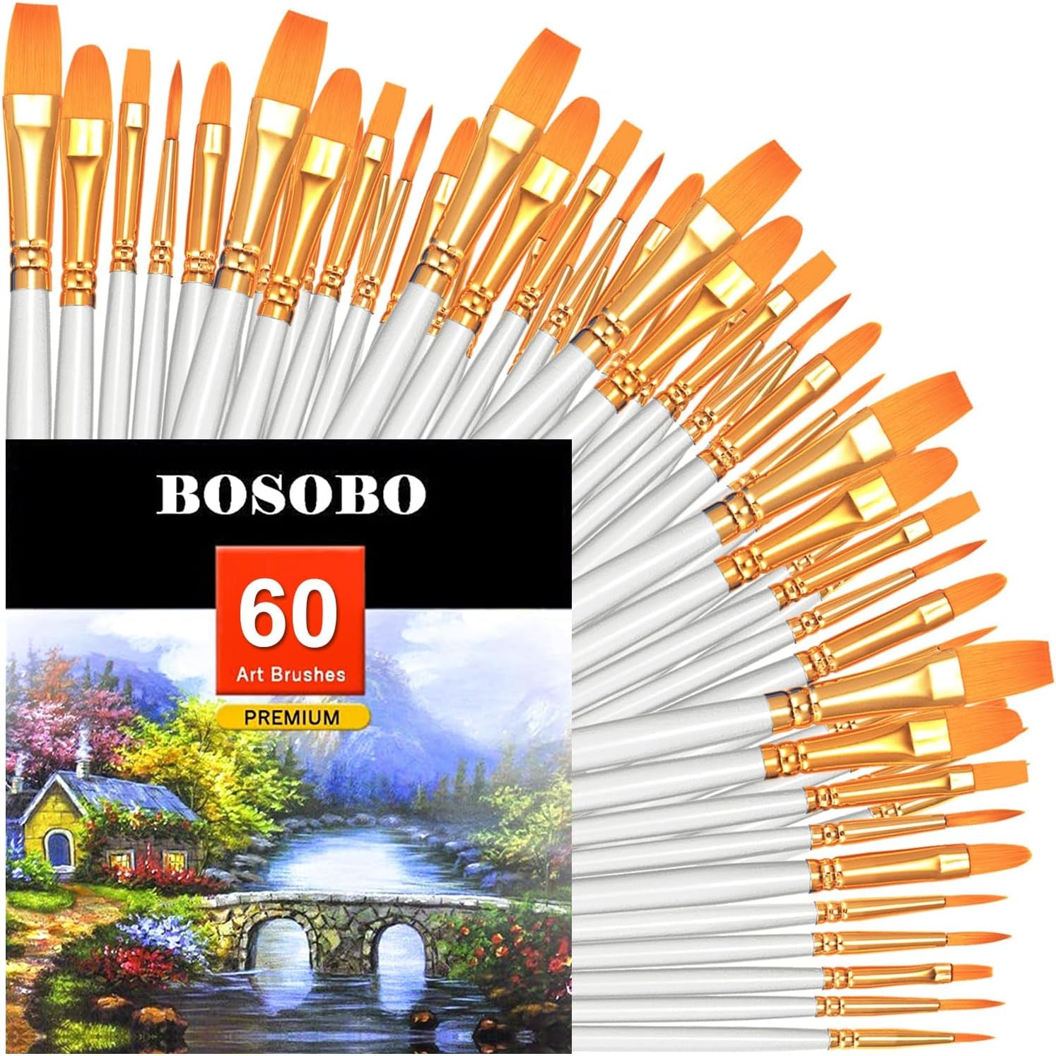 Paint Brushes Set, 2 Pack 20 Pcs Round-Pointed Tip Paintbrushes Nylon Hair Artist Acrylic Paint Brushes for Acrylic Oil Watercolor, Face Nail Art, Miniature Detailing & Rock Painting, Blue