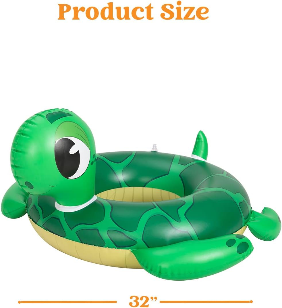 32" 3 Pack Inflatable Pool Tubes Pool Floats, Dinosaur & Sea Turtle & Dolphin Swimming Rings for Kids Swimming Pool Beach Summer Water Float Party Outdoor