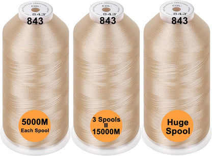 Polyester Embroidery Machine Thread Assorted Color Packs - 40 Options - 5000M Spool - for All Embroidery Machines