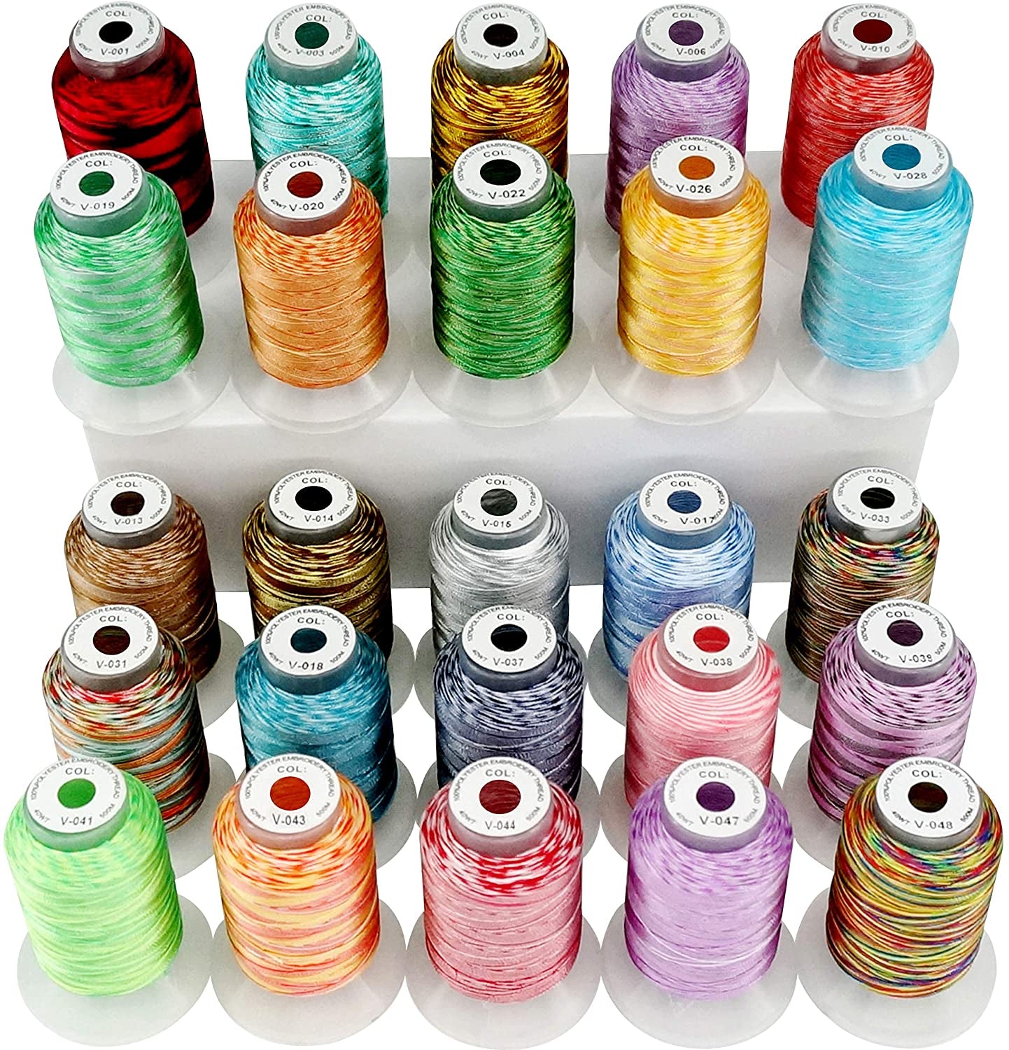 25 Colors Variegated Polyester Embroidery Machine Thread Kit 500M (550Y) Each Spool for Brother Janome Babylock Singer Pfaff Bernina Husqvaran Embroidery and Sewing Machines