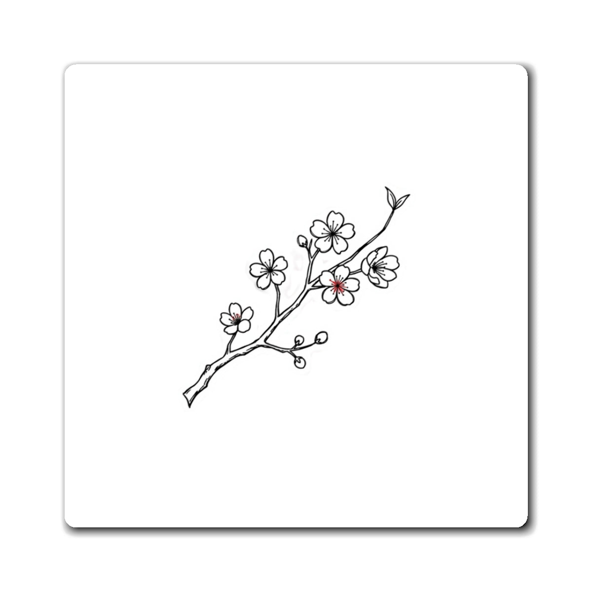 Cherry Blossom Branch Ink Wash | Sublimation Fridge Magnet Set | Housewarming & Family Keepsake | Irony Doodle Aesthetic