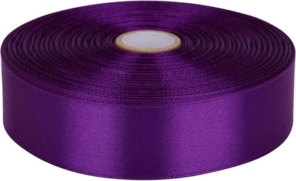 1 Inch Purple Satin Ribbon 50 Yards Solid Fabric Ribbons Roll for Wedding Invitations, Bridal Bouquets, Sewing, Party Decorations, Gift Wrapping and More