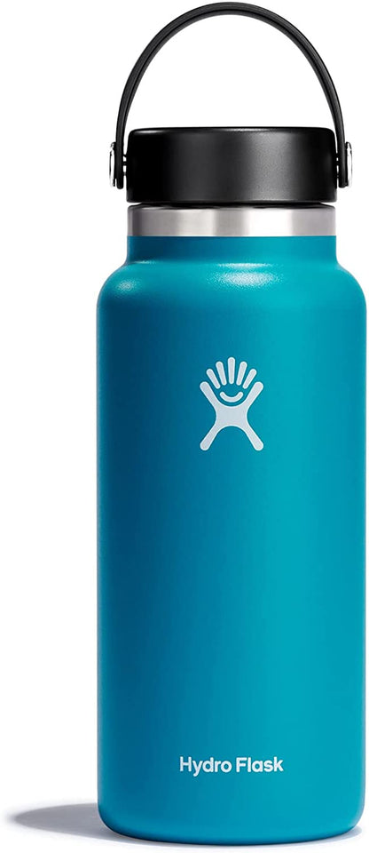 Wide Mouth Vacuum Insulated Stainless Steel Water Bottle with Leakproof Closeable Lid for Cold Water Drinks, Sports, Travel, Car and School