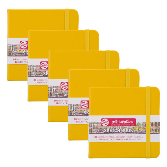 Sketchbook, 80 Sheets, 90lbs, Golden Yellow Cover, 4.7" x 4.7", Pack of 5