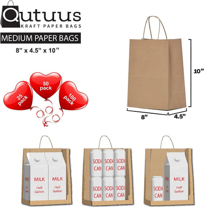 600 Pcs Bulk Kraft Paper Bags 8X4.5X10 Paper Gift Bags, Kraft Bags, Gift Bags Bulk, Shopping Bags, Party Bags, Retails Bags, Paper Bag, Brown Paper Bags with Handles Bulk