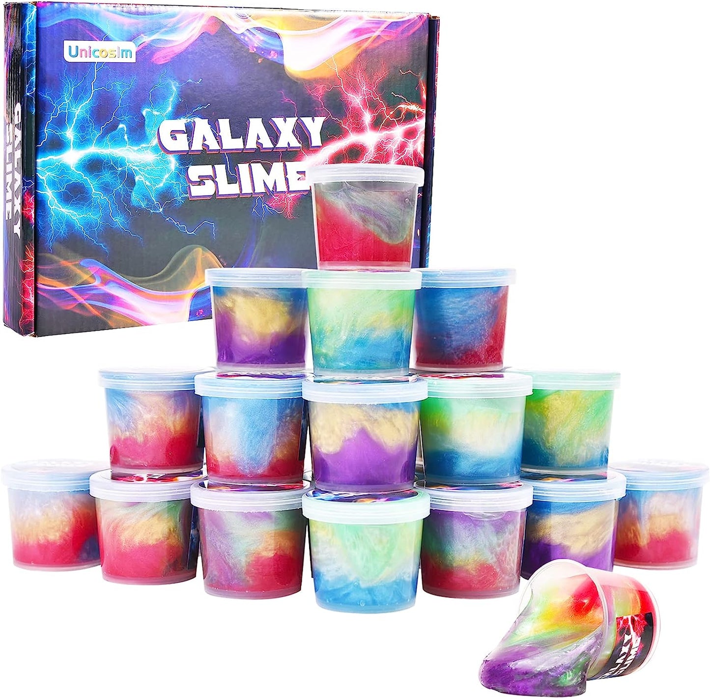 Kids Party Favors Slime Putty, 24 Pack Galaxy Slime Bulk, Crystal Slime for Goodie Bag, Stress Relief Toys, Tactile and Visual Stimulation, Christmas Stocking Stuffers for Girls and Boys