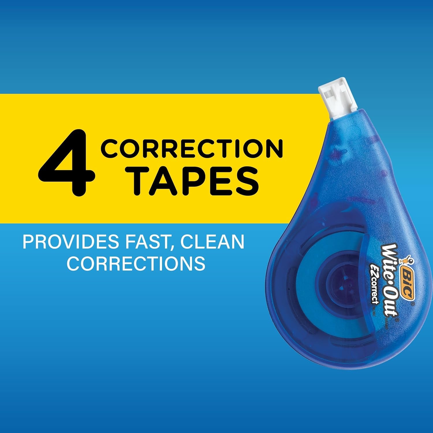 White-Out Brand EZ Correct Correction Tape, 39.3 Feet, 4-Count Pack of White Correction Tape, Fast, Clean and Easy to Use Tear-Resistant Tape