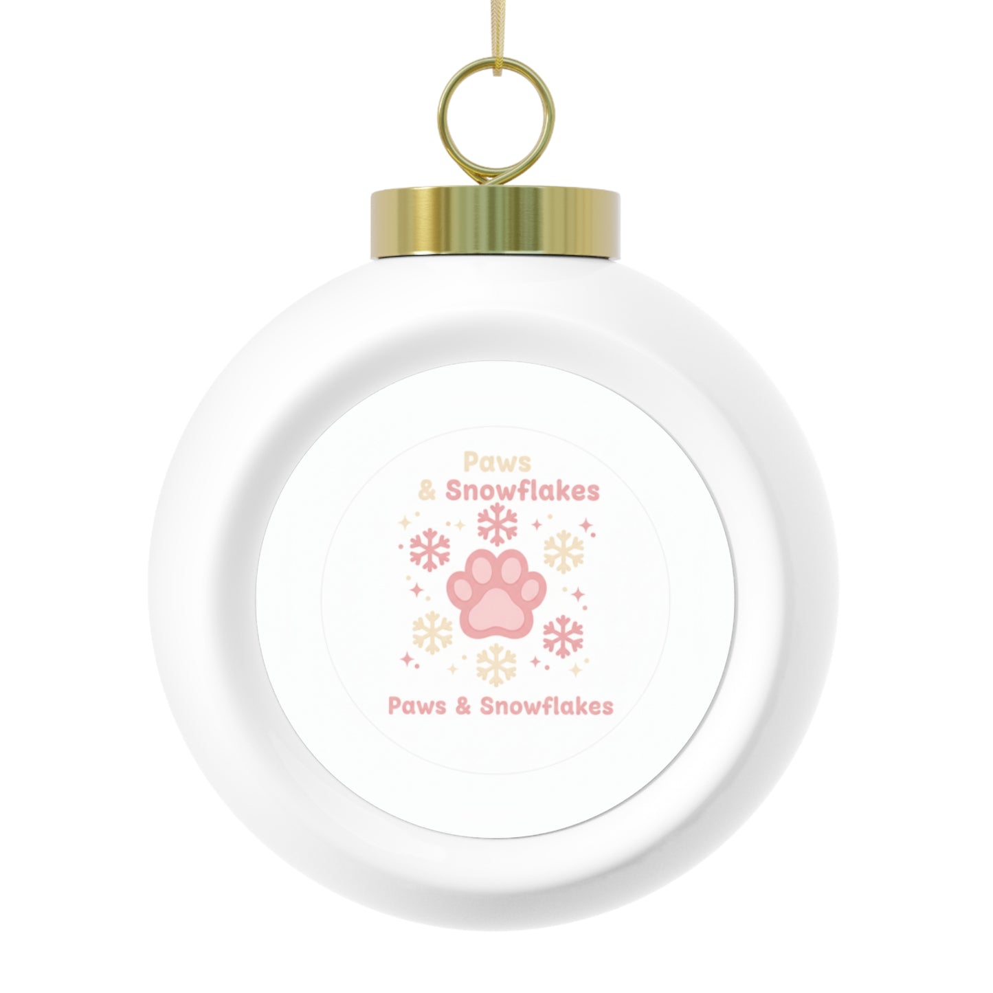 Christmas Ball Ornament Paws & Snowflakes Pet Holiday Pattern