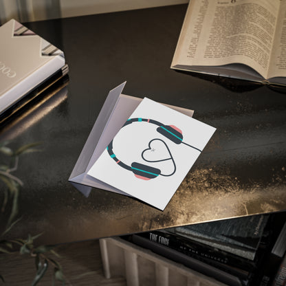 Heart Cord Headphones Illustration | Valentine Holiday Greeting Card | Galentine’s, Lover & Friend Gift | Y2K Aesthetic
