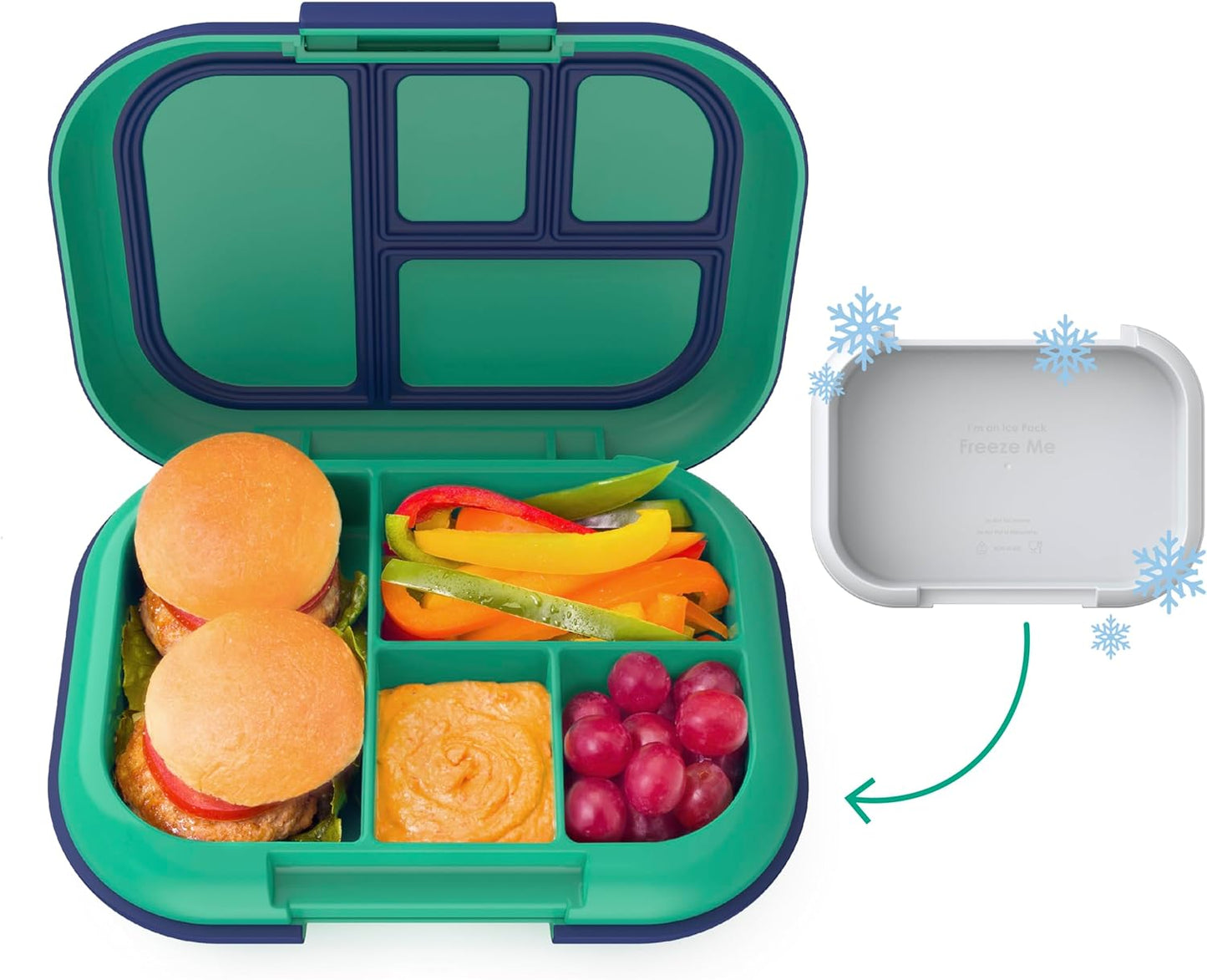 ® Kids Chill Leak-Proof Lunch Box - Included Reusable Ice Pack Keeps Food Cold; 4-Compartment Bento Lunch Container; Microwave & Dishwasher Safe; 2 Year Manufacturer Warranty (Red/Royal)