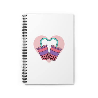 Boba Tea Heart Love | Spiral Journal Notebook for Notes & Planning | Back to School, Valentine & Galentine Gift | Y2K Aesthetic