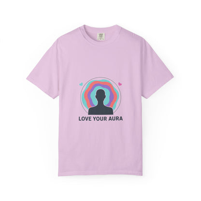 Aura Silhouette Love | Unisex Garment-Dyed Tee, Soft Cotton Crewneck | Valentine & Galentine Gift for Her/Him | Y2K Gradient
