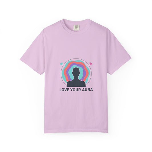 Aura Silhouette Love | Unisex Garment-Dyed Tee, Soft Cotton Crewneck | Valentine & Galentine Gift for Her/Him | Y2K Gradient