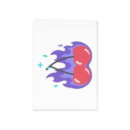 Cherry Pair Flames | Valentine Greeting Card + Postcard | Lover, Galentine & Friend Gift | Y2K Edgy-Cute Aesthetic