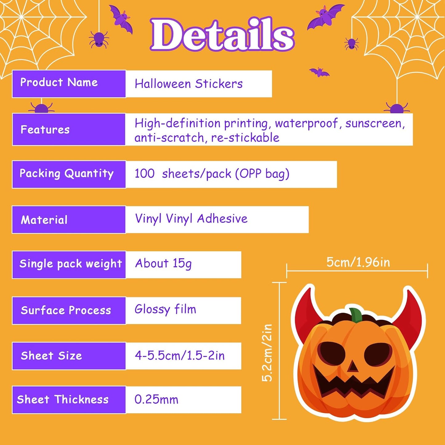 Halloween Stickers | 100 PCS Halloween Party Favors - Halloween Stickers for Kids - Vinyl Halloween Games Toys Gifts Party Supplies - Kids Halloween Crafts Accessories Treats Bulk for Classroom