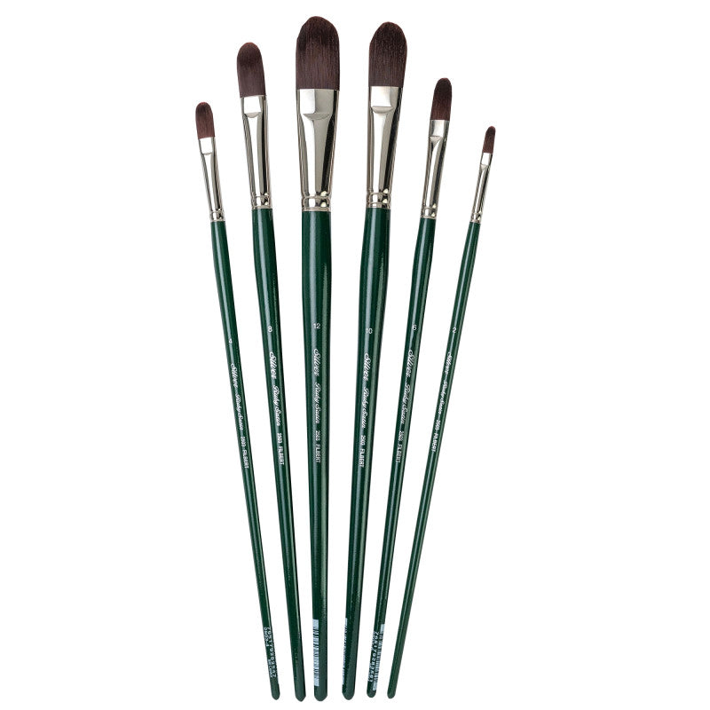 Ruby Satin Long Filberts, 6 Brushes