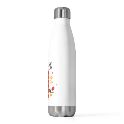 Firecracker & Fire Horse Lunar New Year | 20oz Insulated Tumbler Bottle for Travel | CNY Gift for Family & Teachers | Bold Red Gold