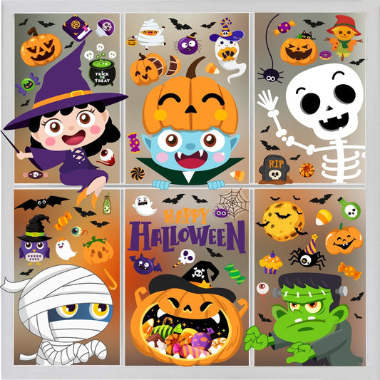 Cute Halloween Window Clings Halloween Window Decorations Halloween Window Stickers Double Sided Halloween Window Decals for Halloween Party Decorations